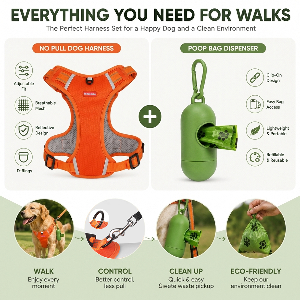Pet Dog Harness Set with Poop  – No Pull Dog Harness recenzja i cena